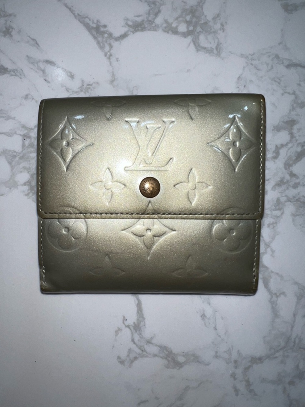 Louis Vuitton Shimmery Gold Embossed Monogram Compact Wallet